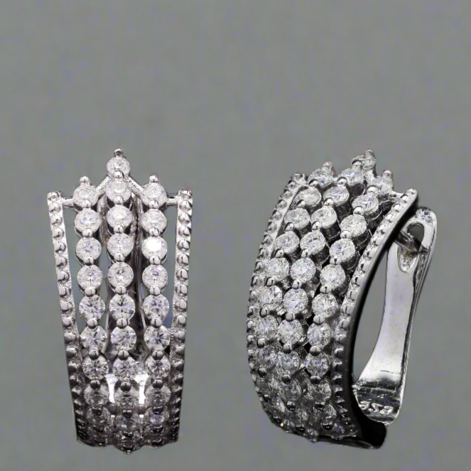 Moissanite Sparkling Sterling Silver Elegance Hoop Earrings
