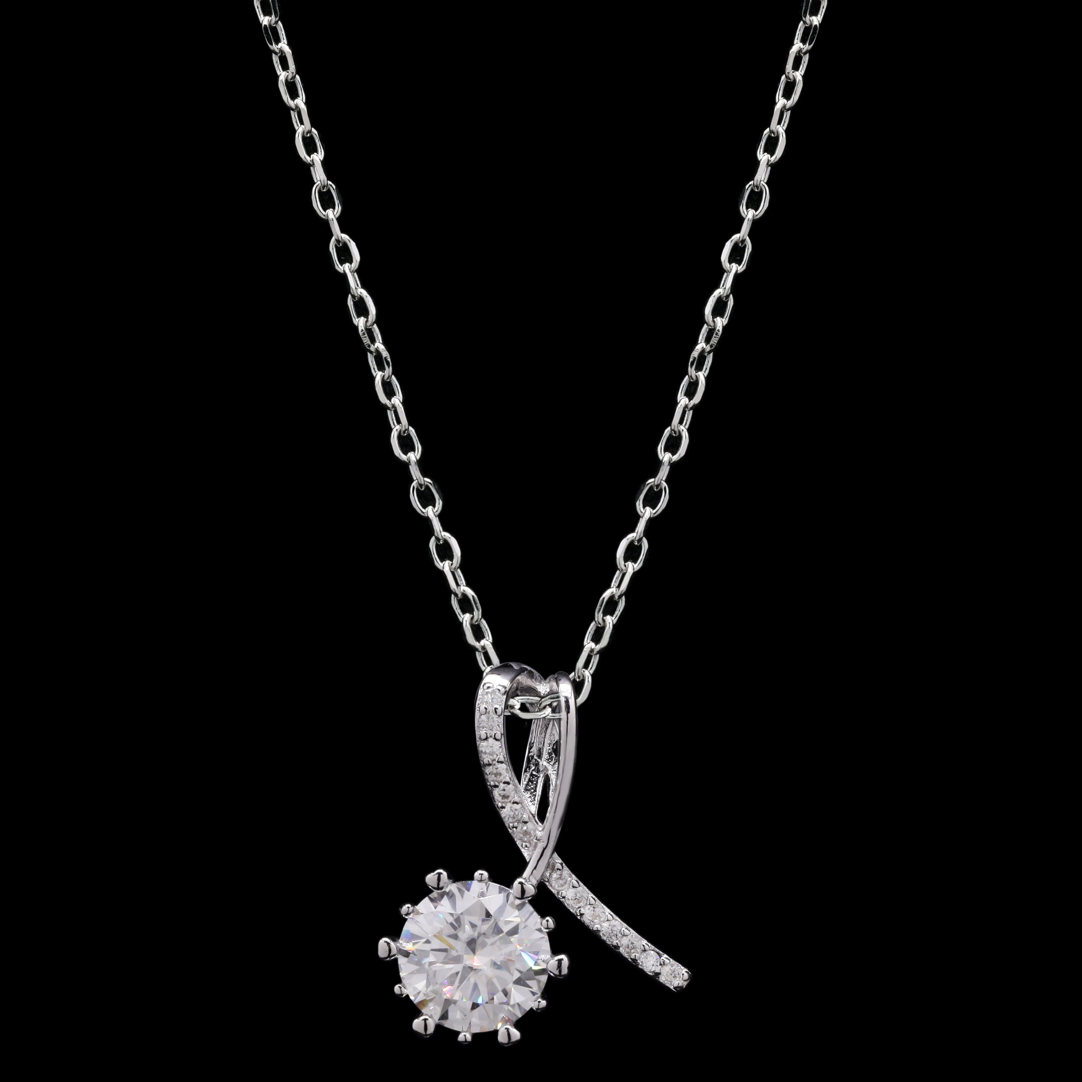 925 Sterling silver Moissanite Pendant in Sterling Silver