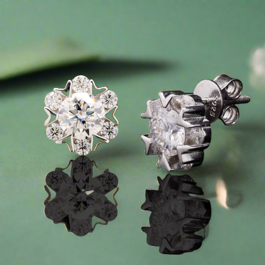 Celestial Spark Sterling in Silver with Moissanite Earrings