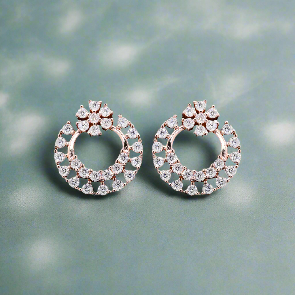 Twilight Shine Round Moissanite Stud Earrings in 925 Silver