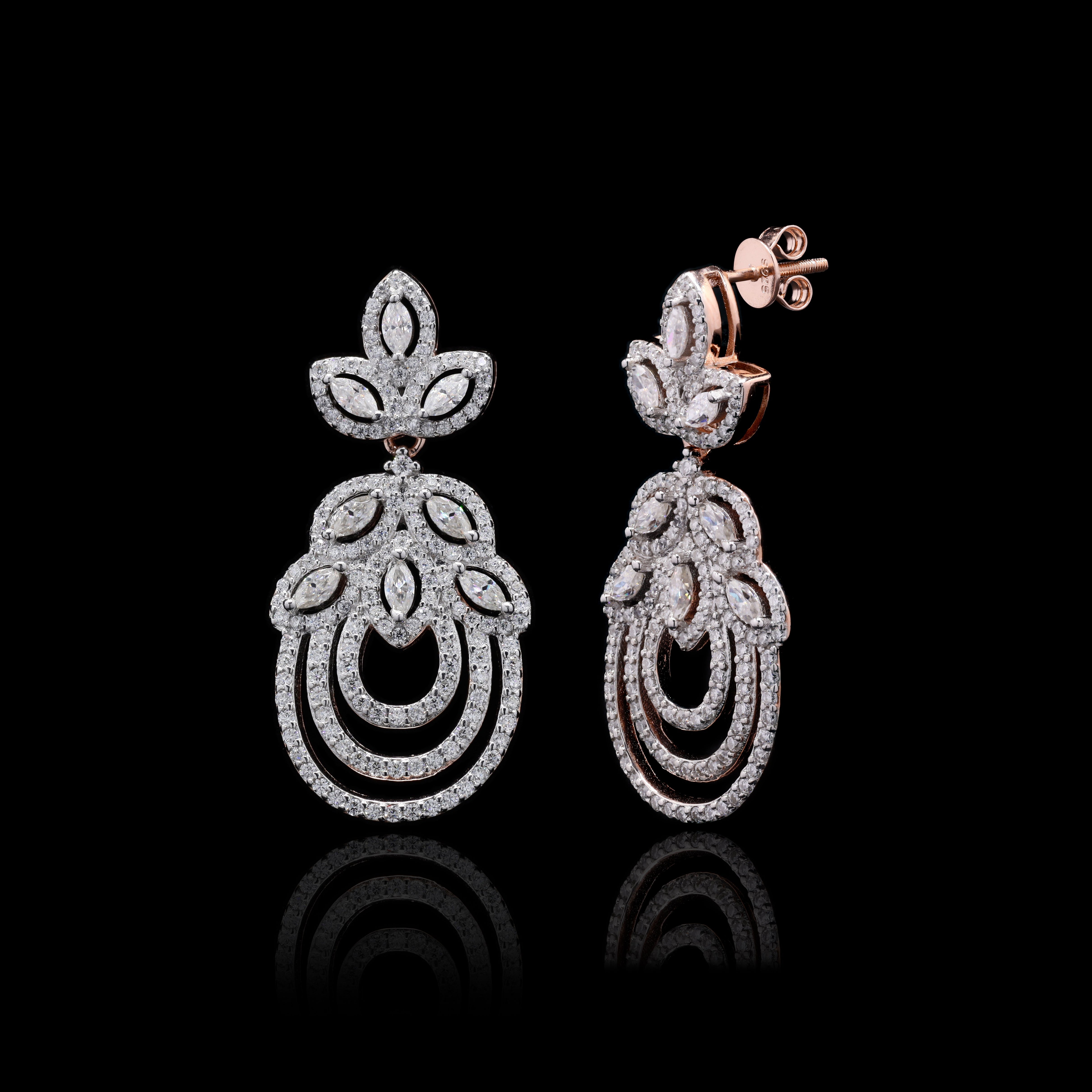 Moissanite Floral Fantasy Sterling Silver Earrings