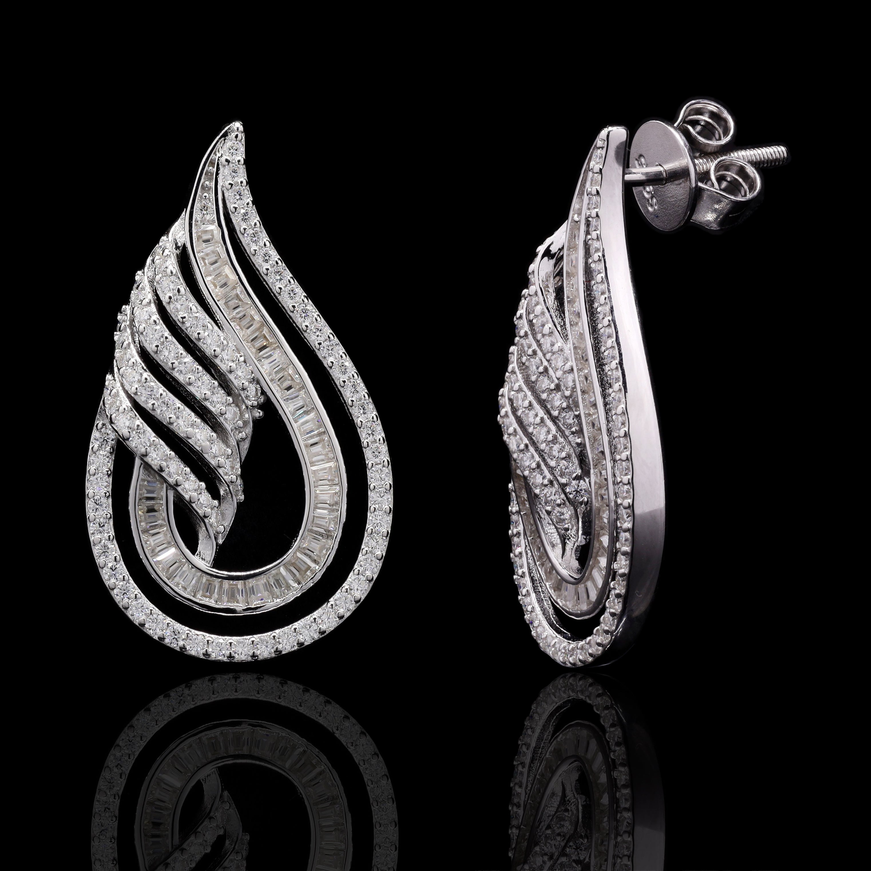 Exquisite Twinkle Twist Silver with Moissanite Earrings