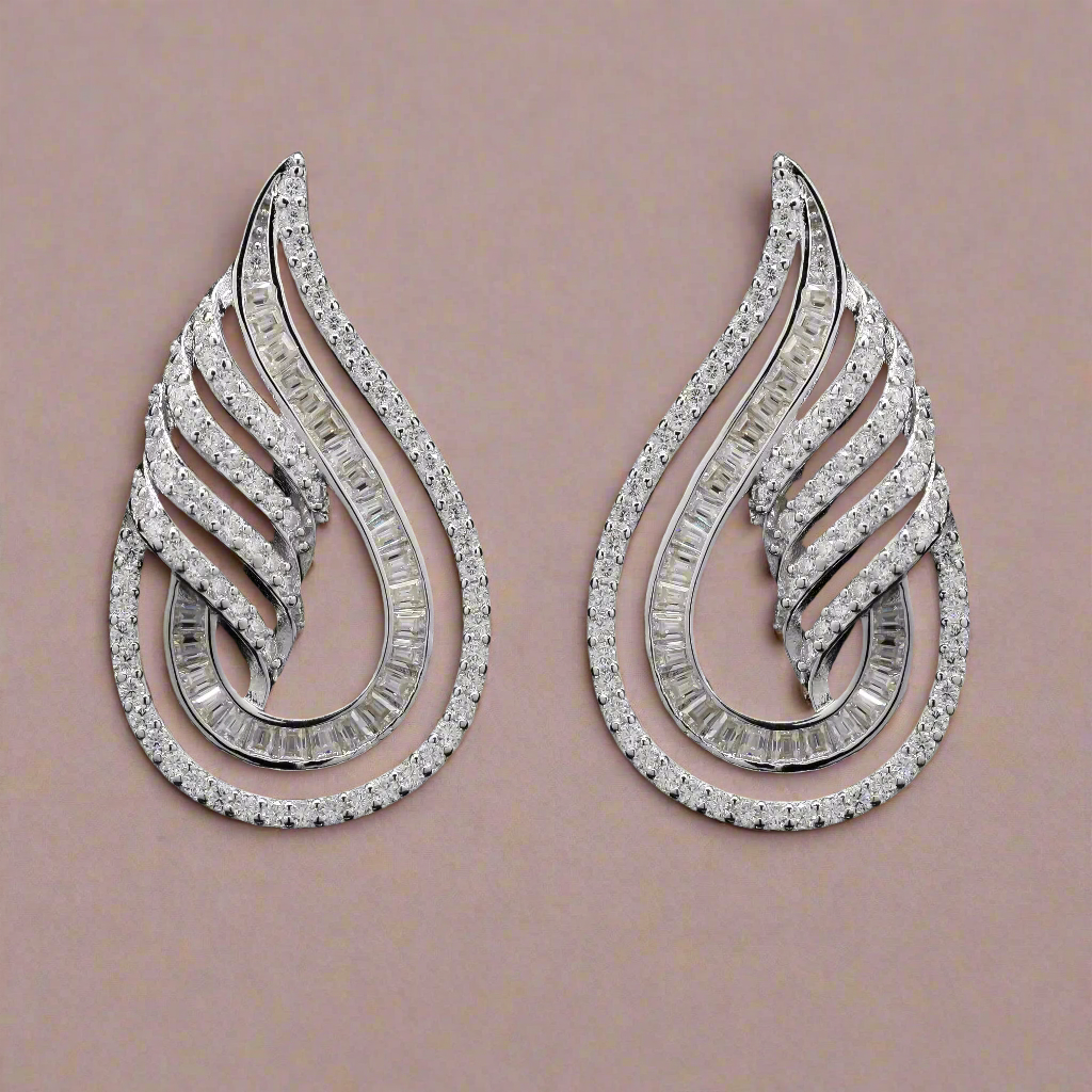 Exquisite Twinkle Twist Silver with Moissanite Earrings