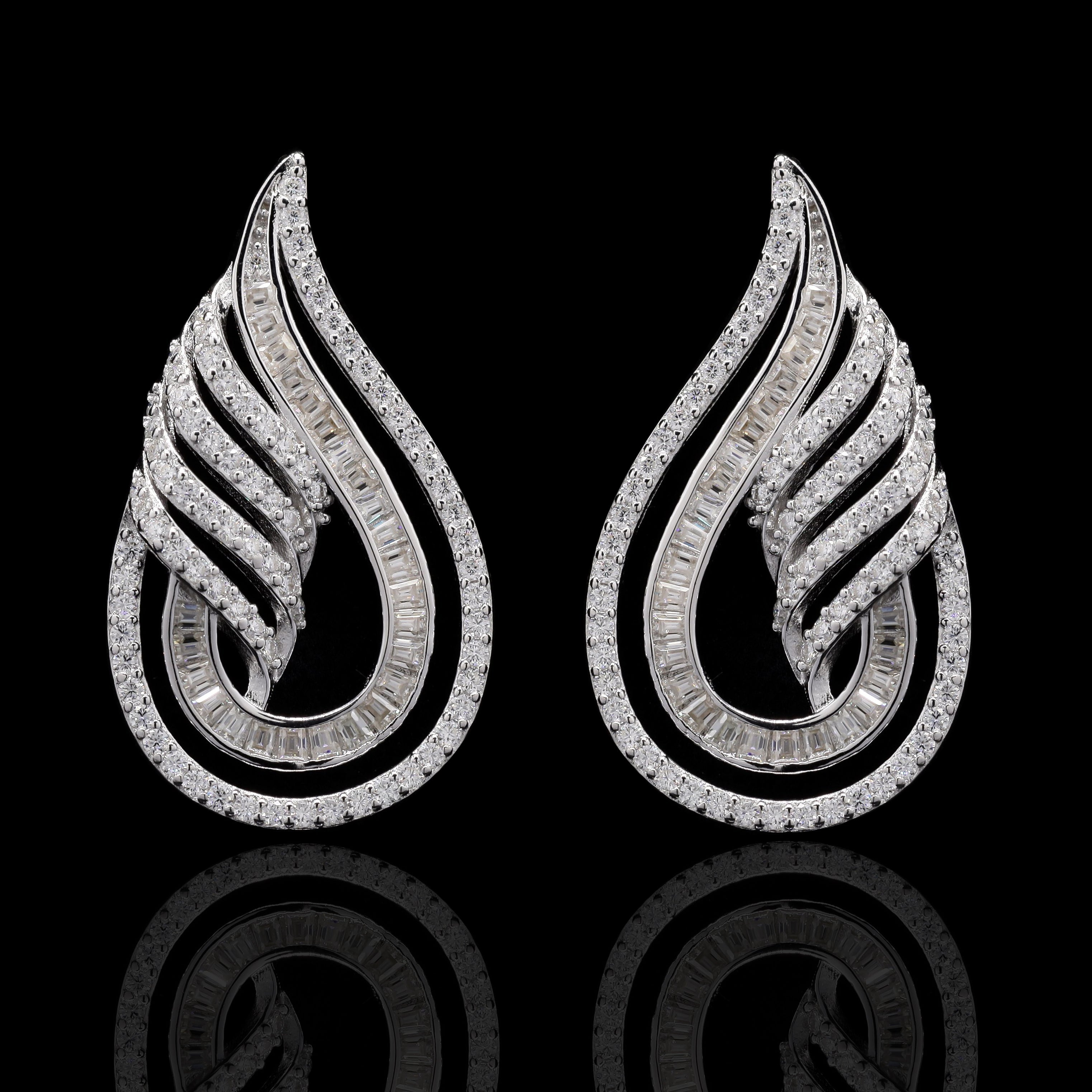 Exquisite Twinkle Twist Silver with Moissanite Earrings