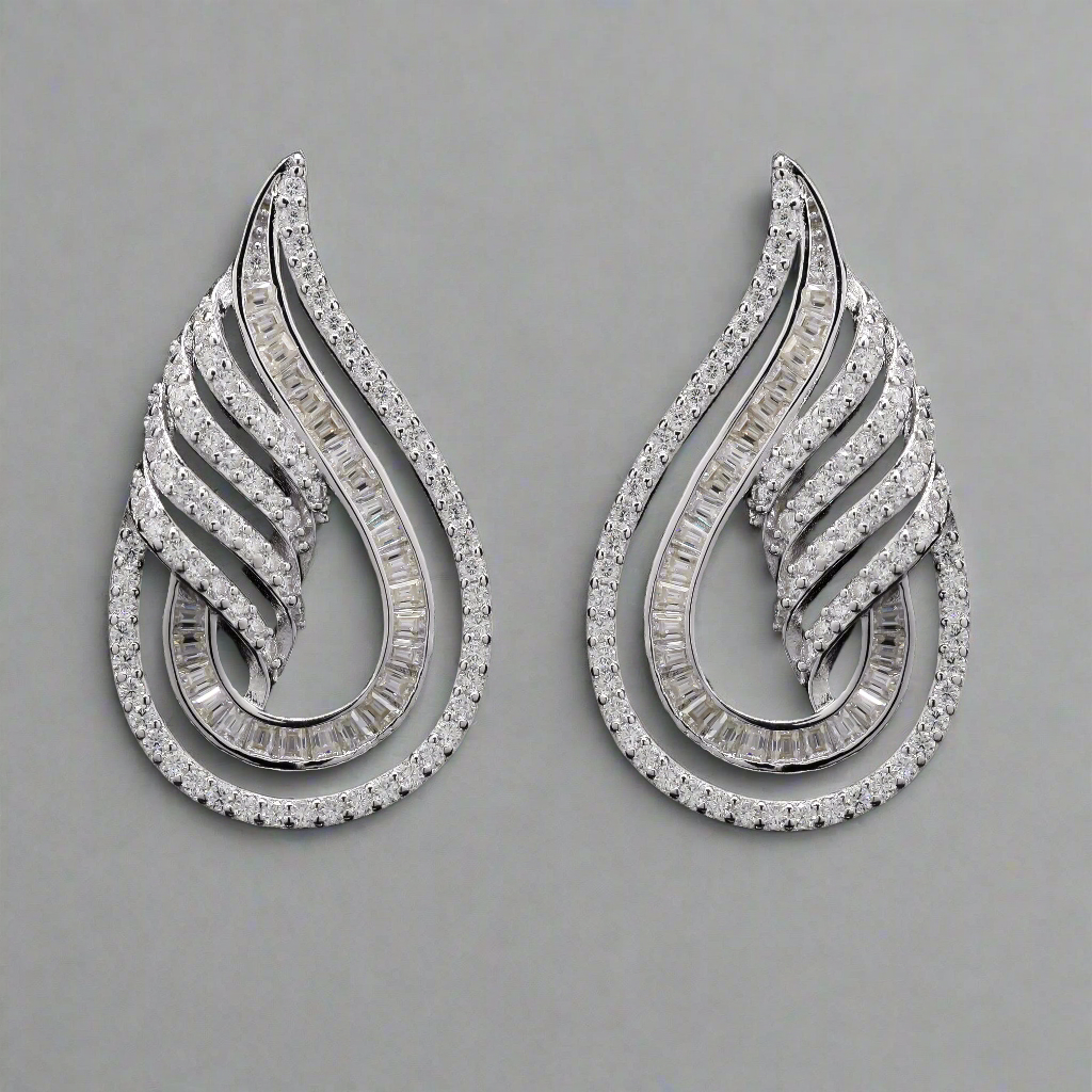 Exquisite Twinkle Twist Silver with Moissanite Earrings