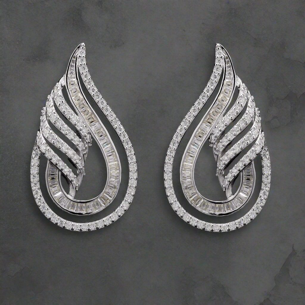 Exquisite Twinkle Twist Silver with Moissanite Earrings