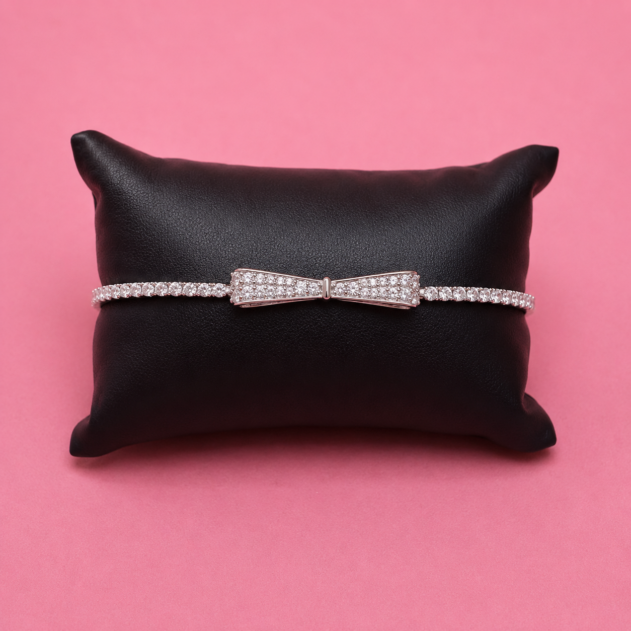 Celeste Bow Adjustable Moissanite Bracelet in Sterling Silver
