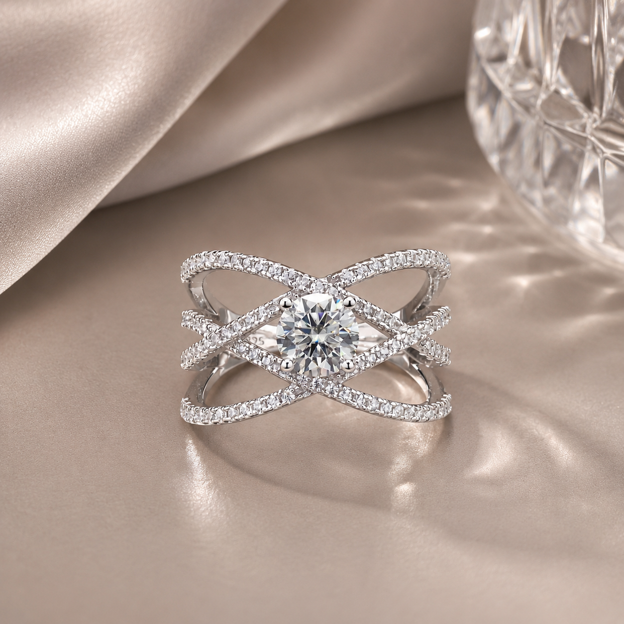 Star Eternity Band in Sterling Silver in Moissanite| 925 Silver