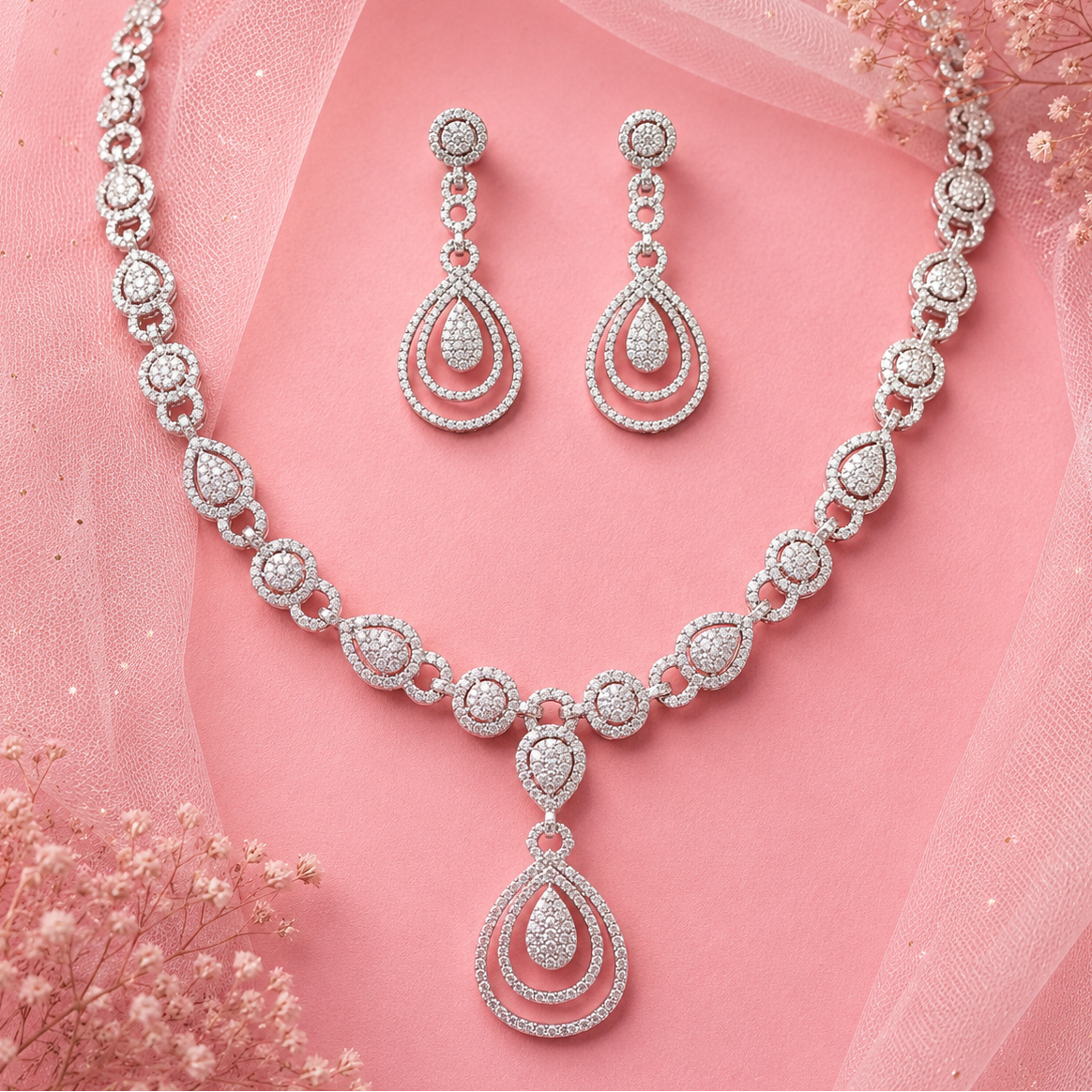 Cocktail Spark Moissanite Necklace in 925 Silver