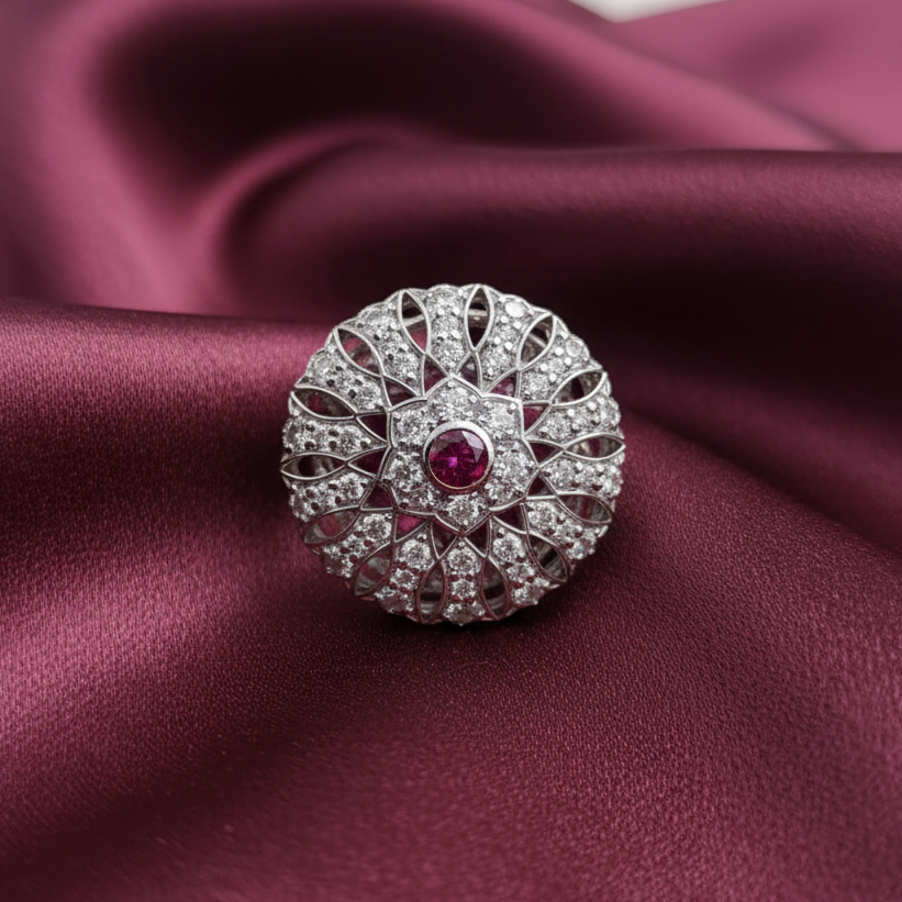 Traditional Silver Bodla with Moissanite