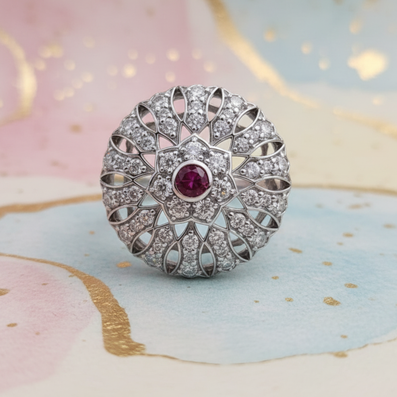 Traditional Silver Bodla with Moissanite