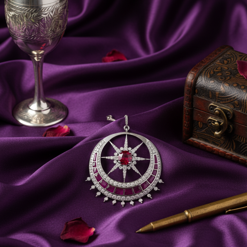 Jaipur Royale Mang Tika in 925 silver with Moissanite