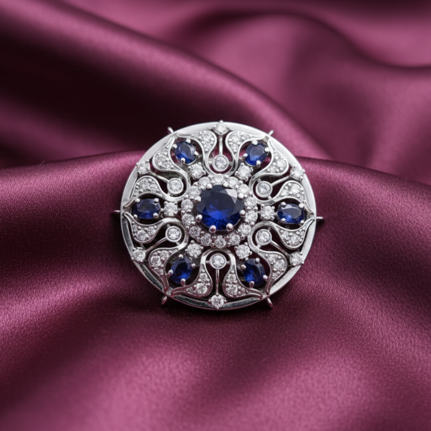 Heritage Glow Silver Bodla with Moissanite