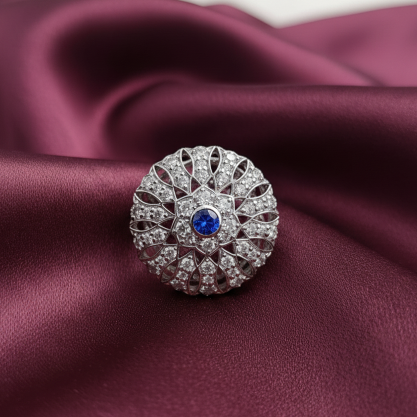 Rajwada 925 Silver Bodla with Moissanite