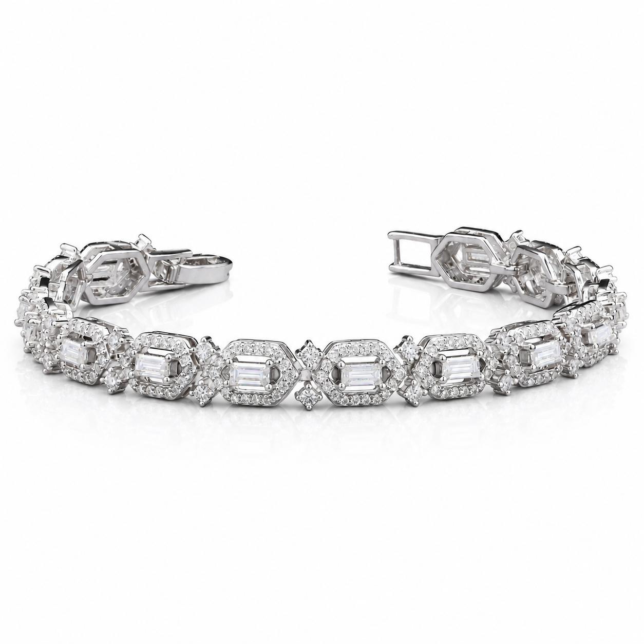 Vintage Luxe Moissanite Bracelet in 925 Silver for Women