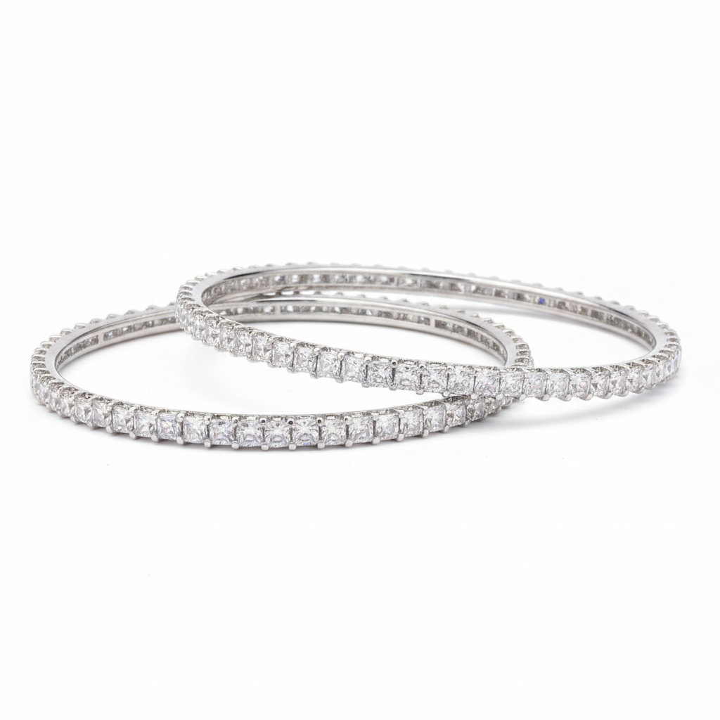 Sterling Silver Moissanite Bangles for daily wear