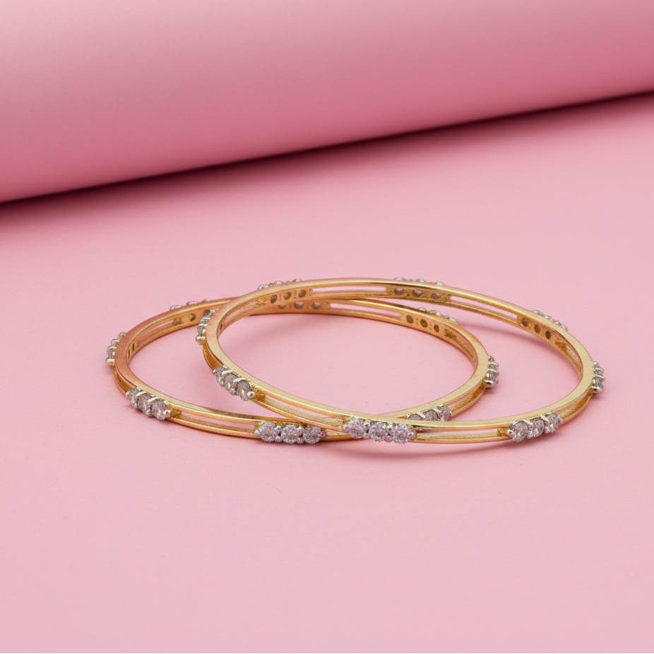 925 Silver Gold Rhodium Moissanite Bangles