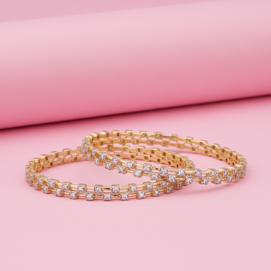 Aurora Gold Rhodium Bangles in Sterling Silver with Moissanite