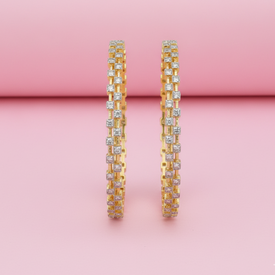 Aurora Gold Rhodium Bangles in Sterling Silver with Moissanite