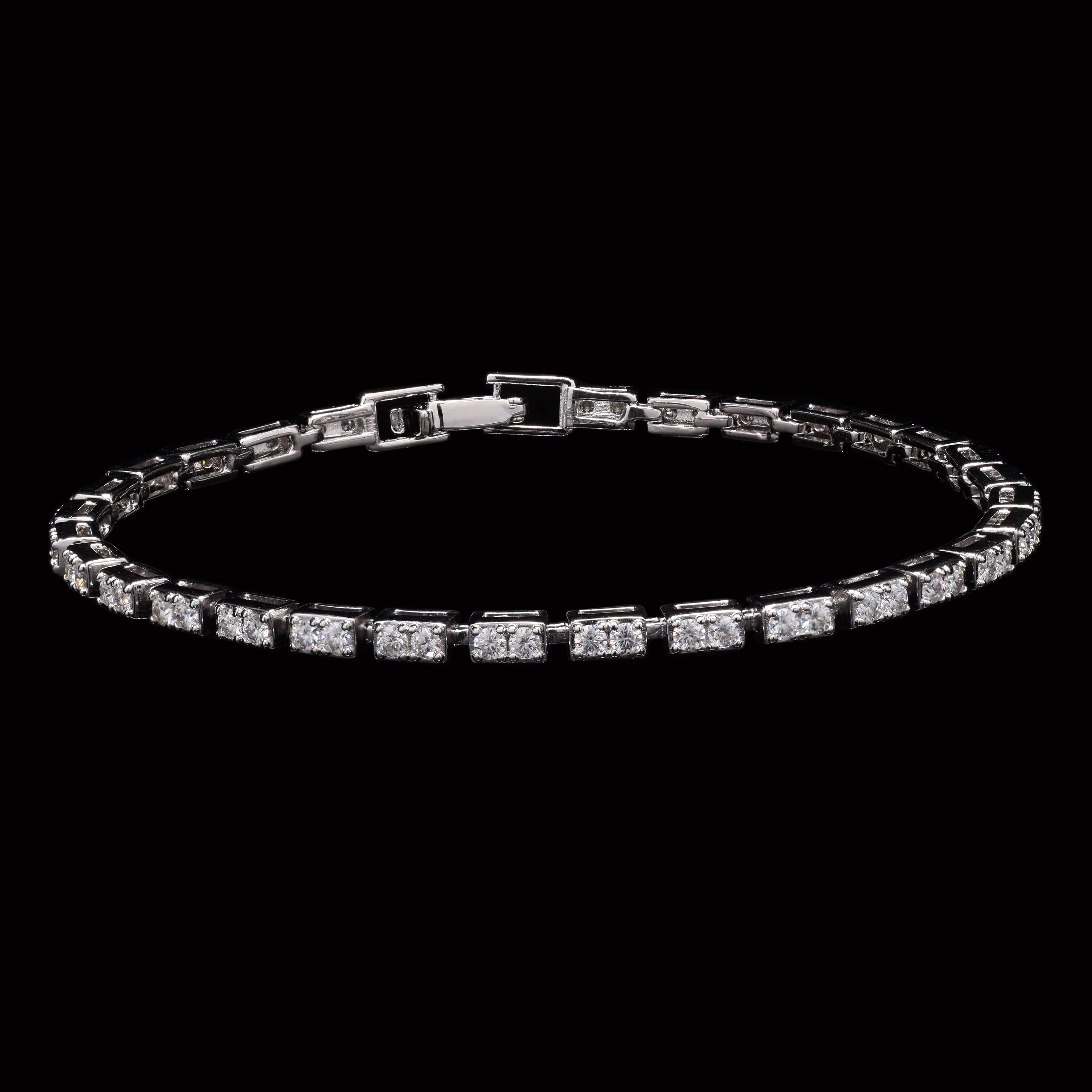 Prestige Tennis Bracelet in Sterling Silver Moissanite, perfect for Office Wear