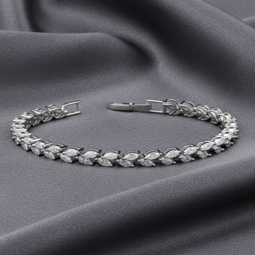 Classic Marquise Moissanite Tennis Bracelet in Silver