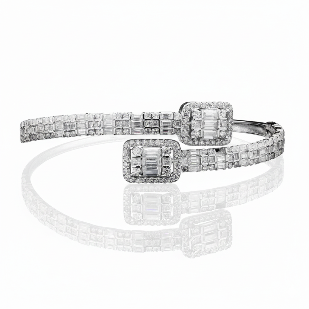 Chic Moissanite Bracelet Kada in 925 SIlver