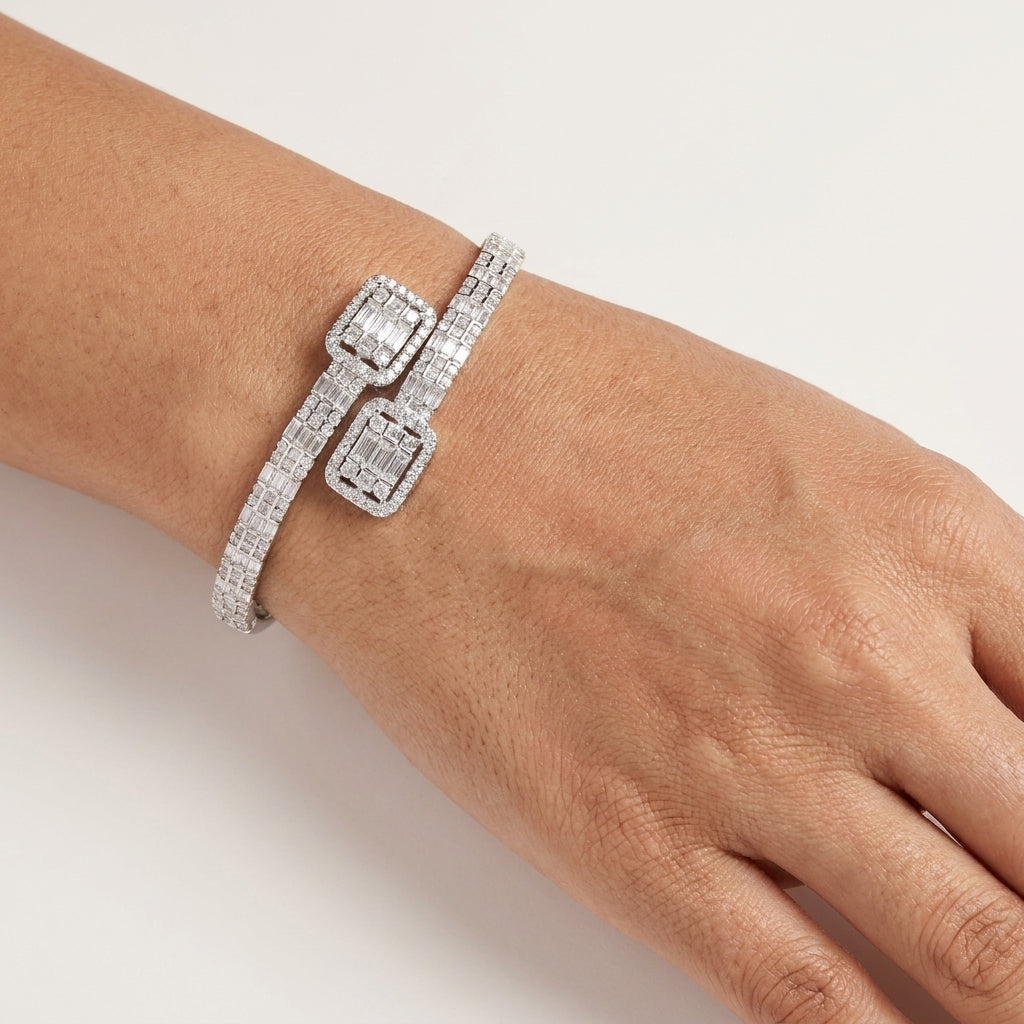 Chic Moissanite Bracelet Kada in 925 SIlver