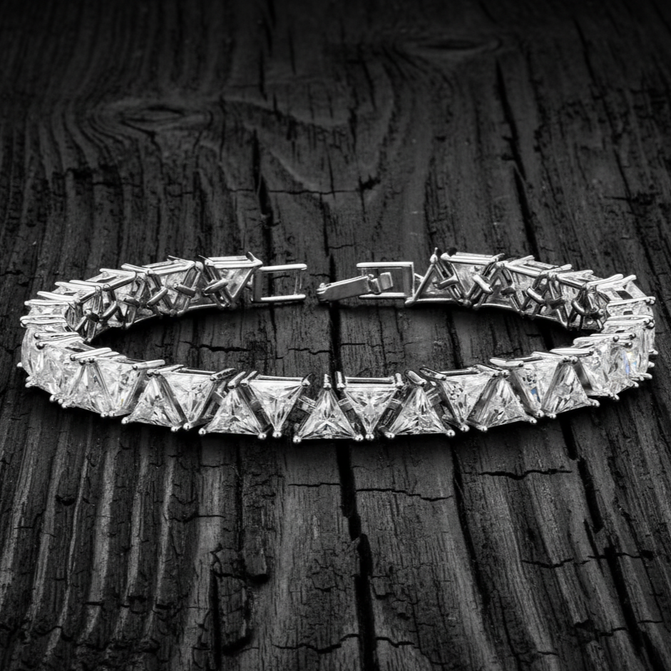 Trillion cut Moissanite Bracelet in Silver