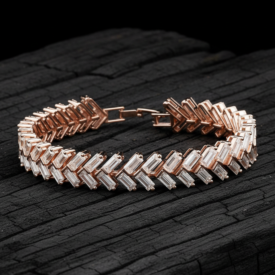 Zipper Tennis Bracelet in Moissanite with Silver