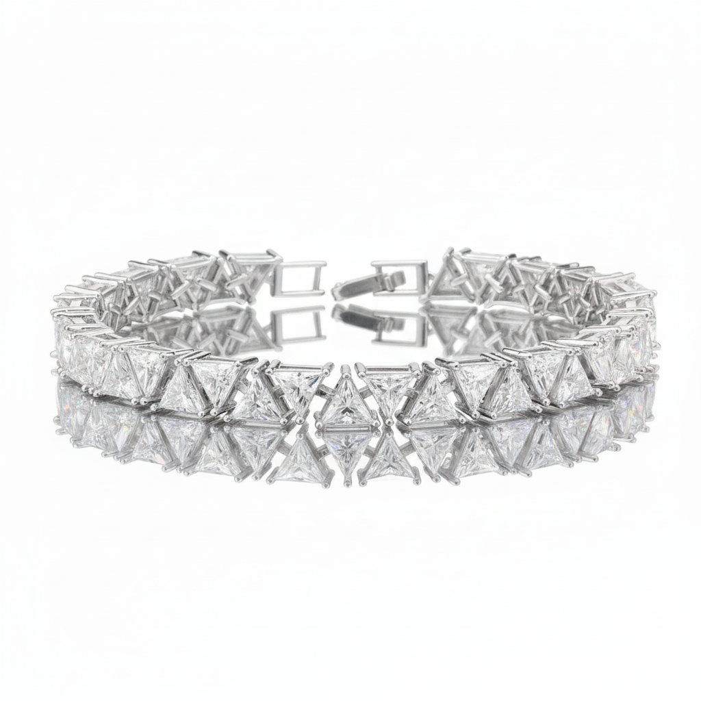 Trillion cut Moissanite Bracelet in Silver