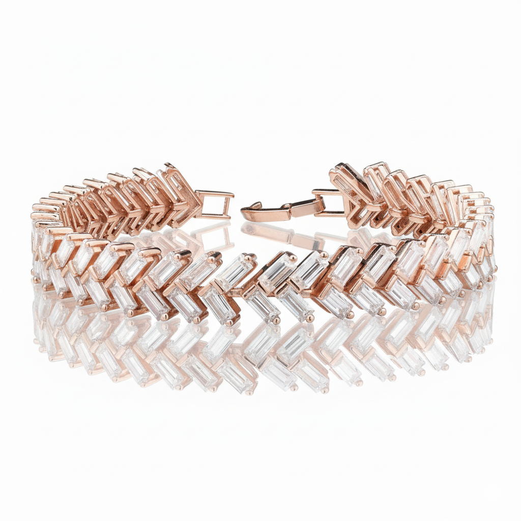 Zipper Tennis Bracelet in Moissanite with Silver
