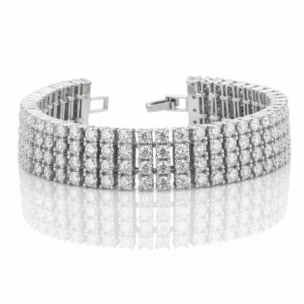Multi Row Moissanite Bracelet in Silver