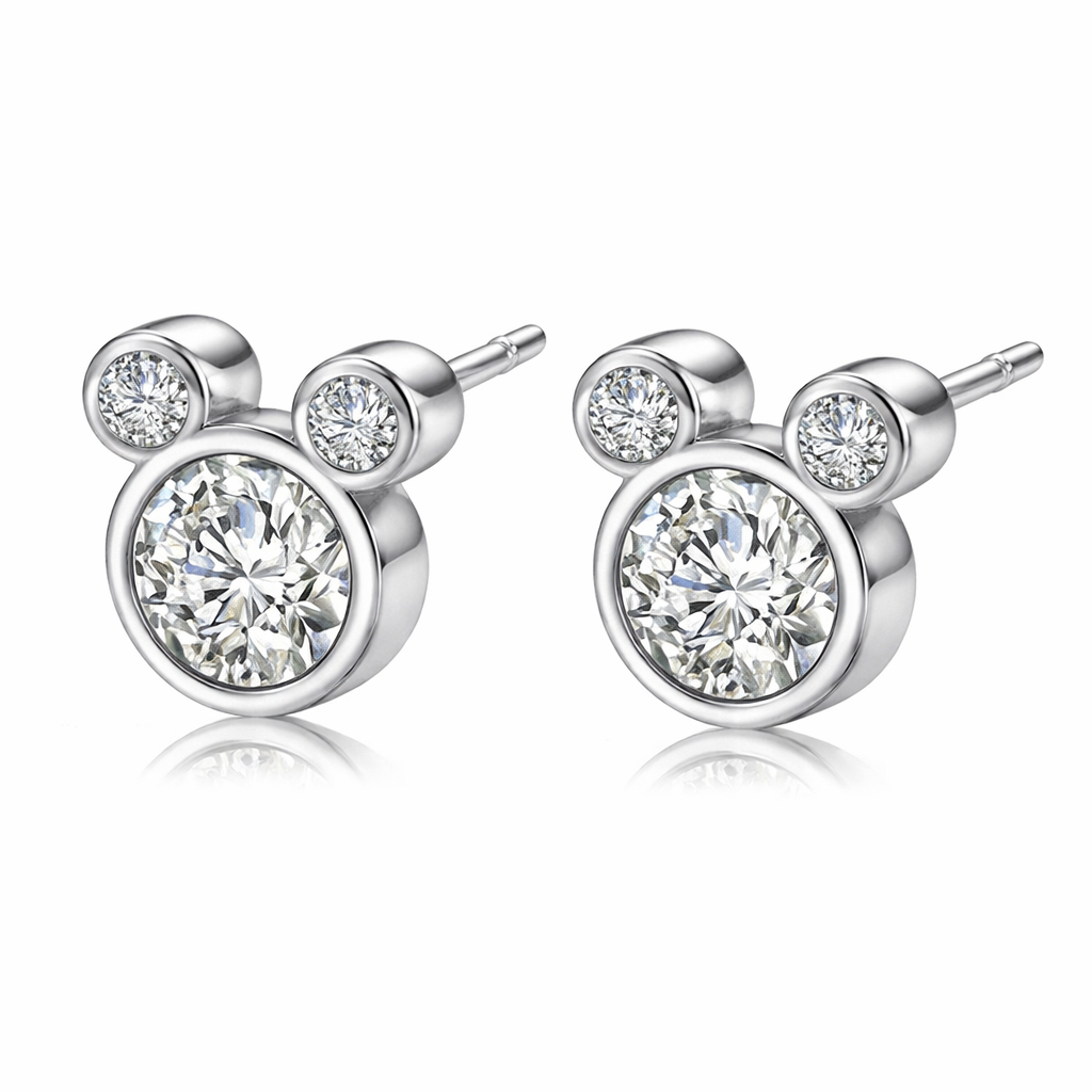 Tiny Teddy Moissanite Studs for Kids in 925 silver