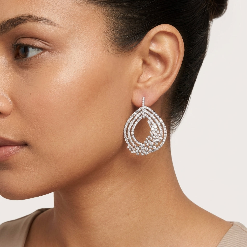 Diamond Brilliance Sterling Silver Moissanite Swirl Earrings