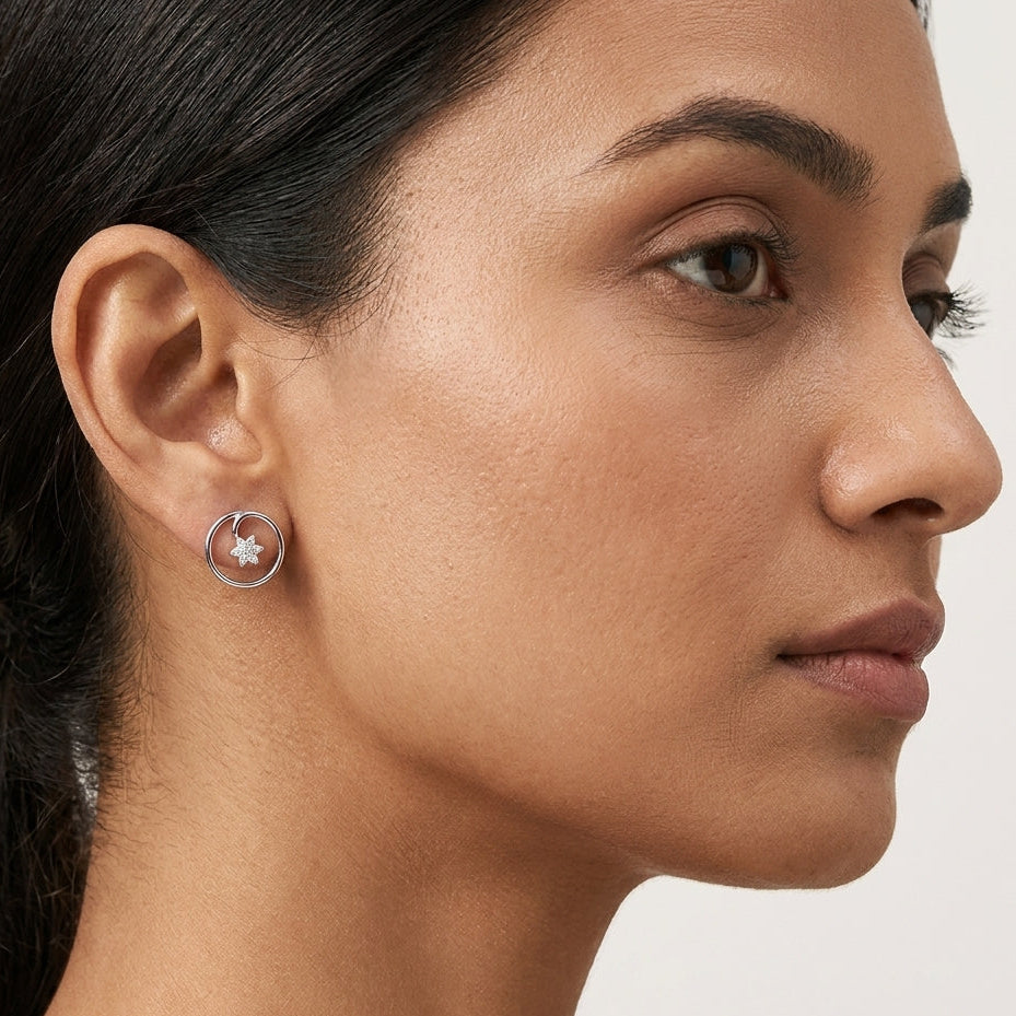 Starlight Moissanite Studs in Sterling Silver