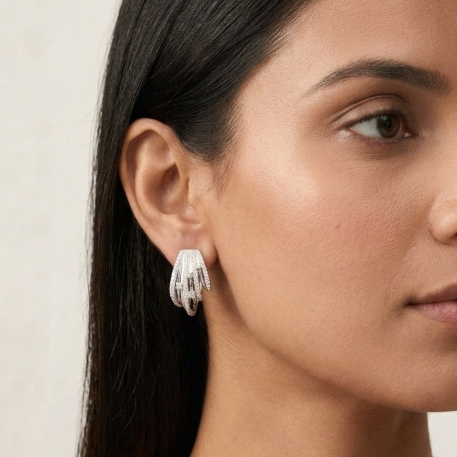 Luminique Starlight Moissanite with Silver Earrings