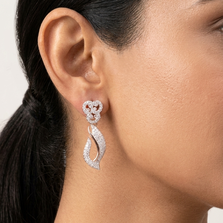 Moissanite Drop Earrings in Sterling Silver