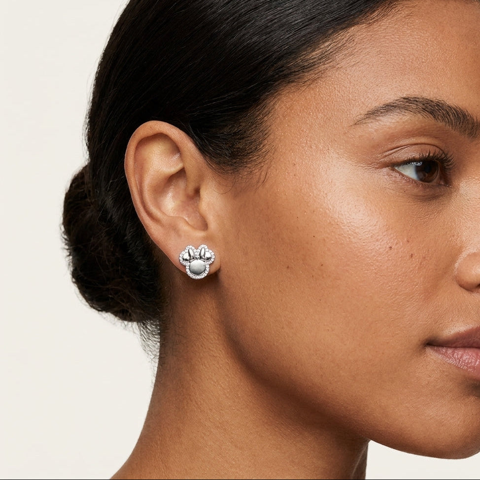 Teddy Twinkle Moissanite Studs in Sterling Silver, for kids