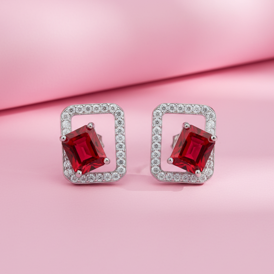 Minimalist Lab-Grown Gemstone Studs Earrings for Women