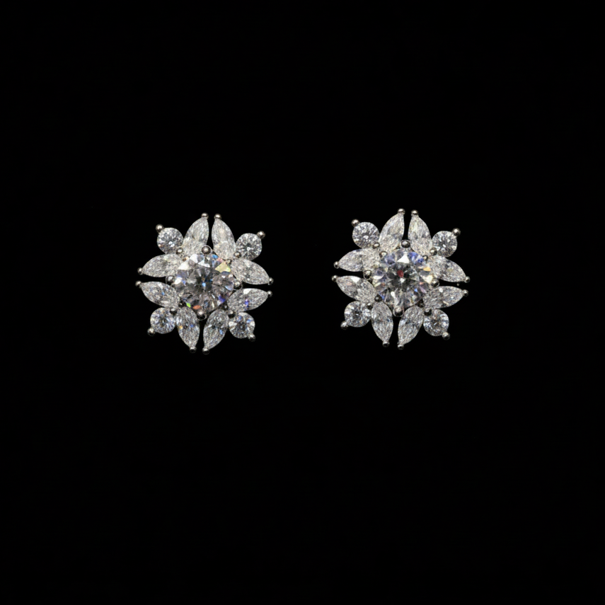 Classic Moissanite Solitaire Studs Earrings in Silver