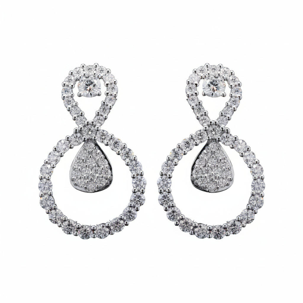 Elegant Pear-Drop Sterling Silver Moissanite Earrings