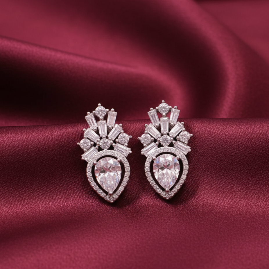 Statement Pear Shape Sterling Silver Moissanite Earrings