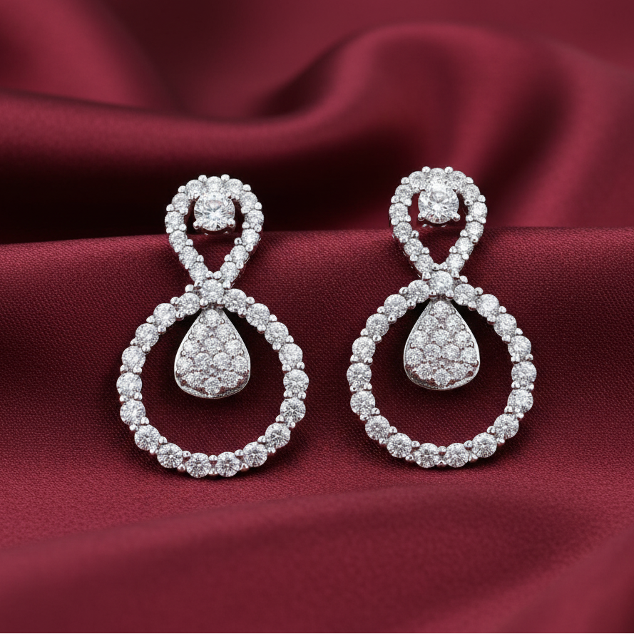 Elegant Pear-Drop Sterling Silver Moissanite Earrings