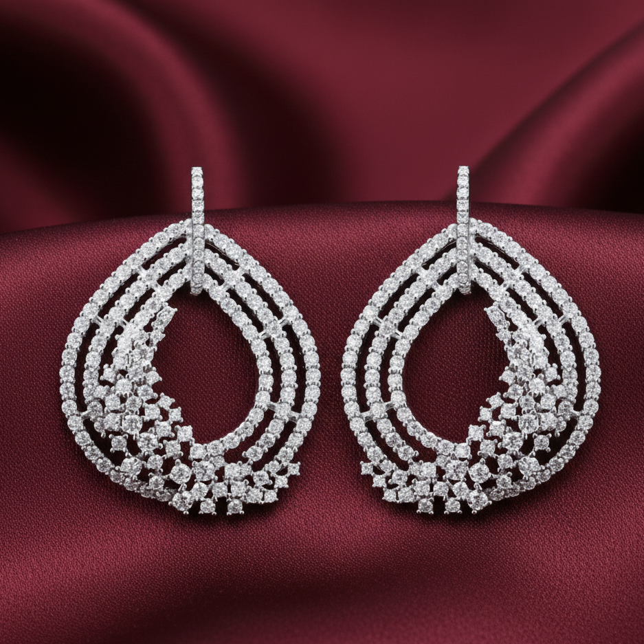 Diamond Brilliance Sterling Silver Moissanite Swirl Earrings