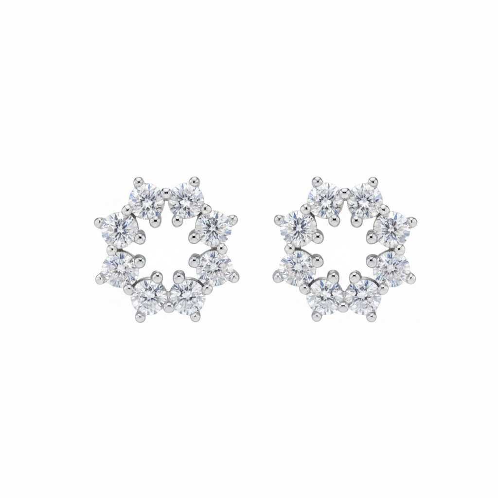 Star shape Moissanite Studs in 925 Sterling Silver