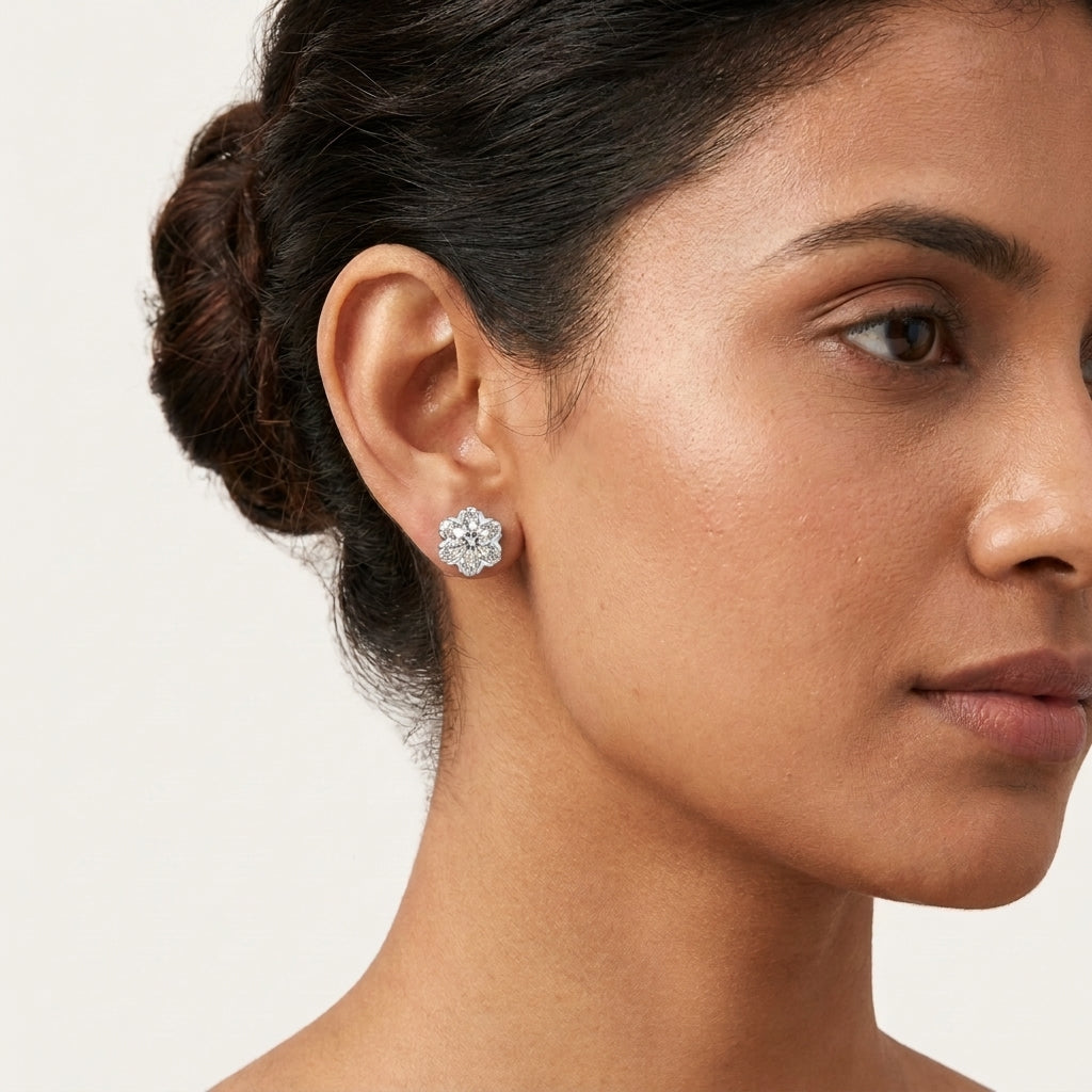 Celestial Spark Sterling in Silver with Moissanite Earrings