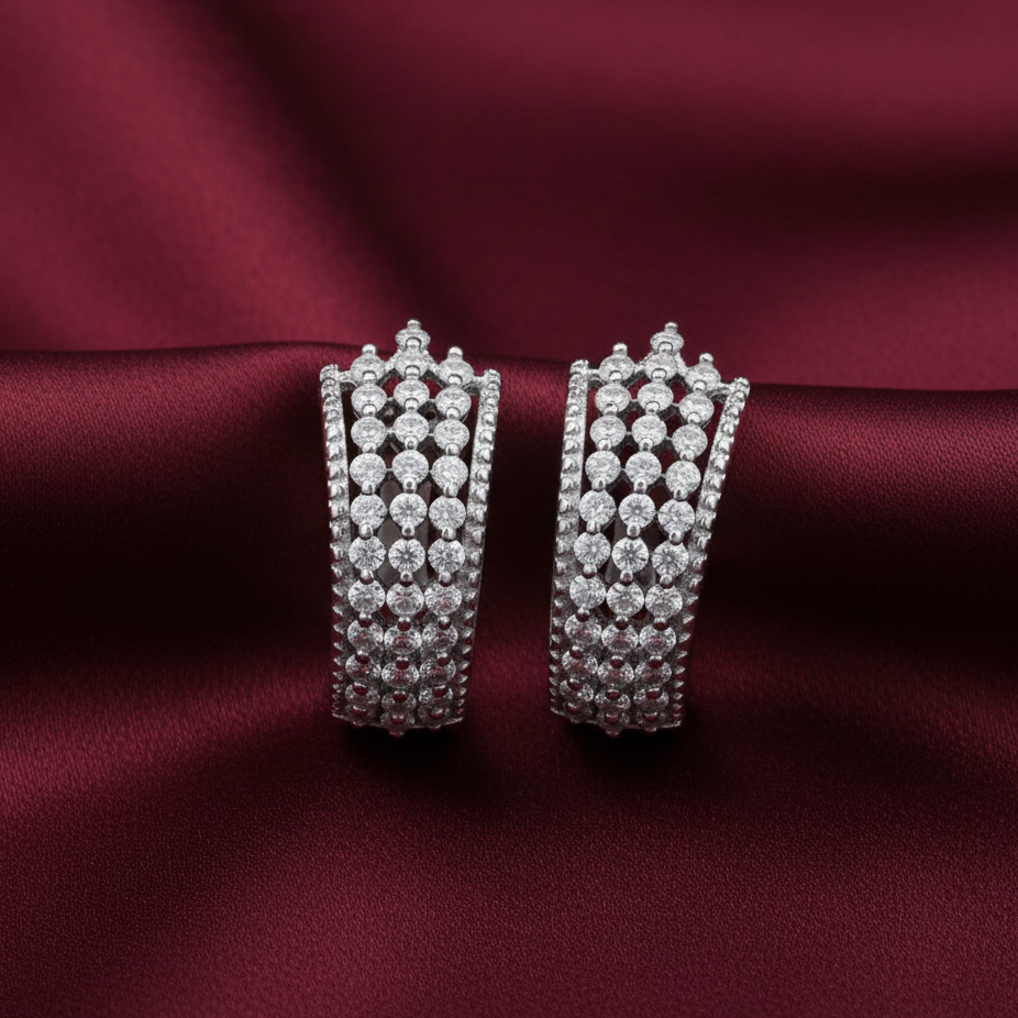 Moissanite Sparkling Sterling Silver Elegance Hoop Earrings