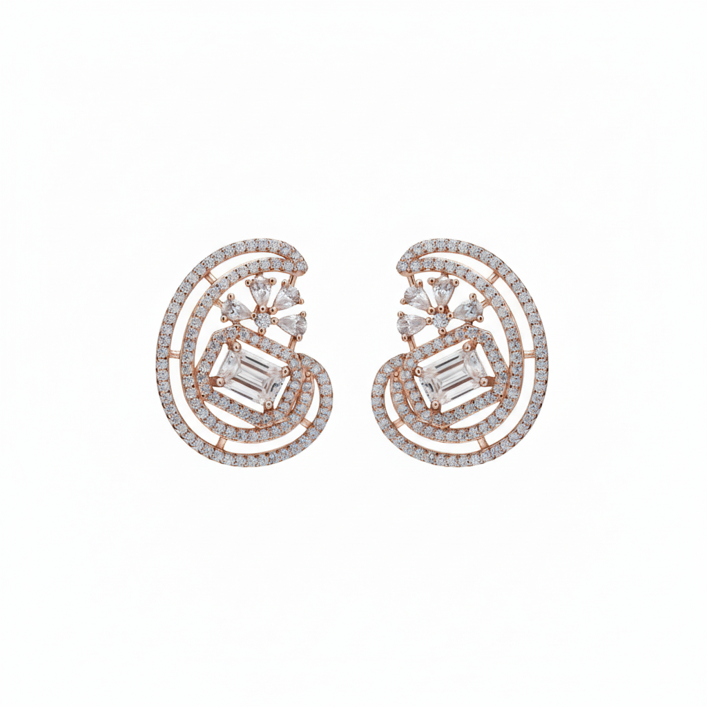 Rose Gold Sterling Silver Moissanite Earring