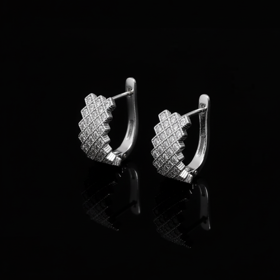 Silver Moissanite Blossom Bali style Earring