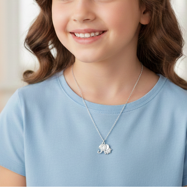 Sterling silver Elephant pendant with Moissanite Diamond